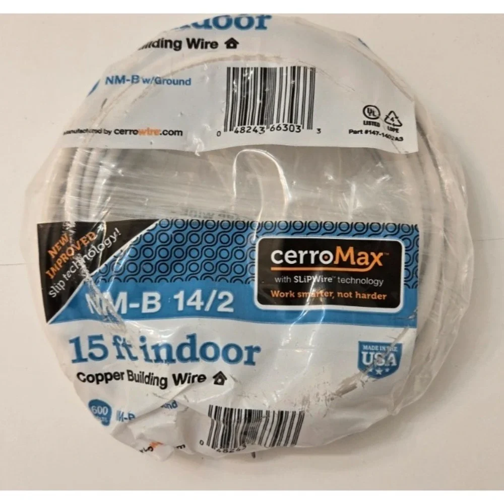 Cerromax 15 ft indoor Copper Building Wire NM-B 14/2 AWG